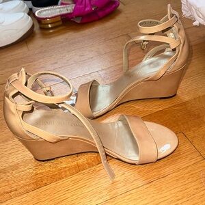 Stuart weitzman nude patent wedges